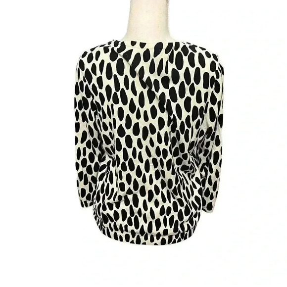 Talbots Women Black White Button Front 3/4 Sleeve Cardigan Sweater Size Medium - Picture 3 of 8